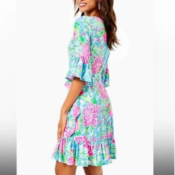 Lilly Pulitzer Kassi Dress Zanzibar Blue Bunny Business Medium NWT - Picture 3 of 5